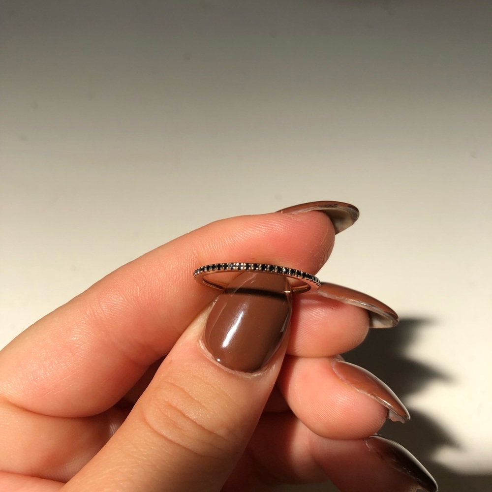 Black diamond infinity ring rose gold band 6.5